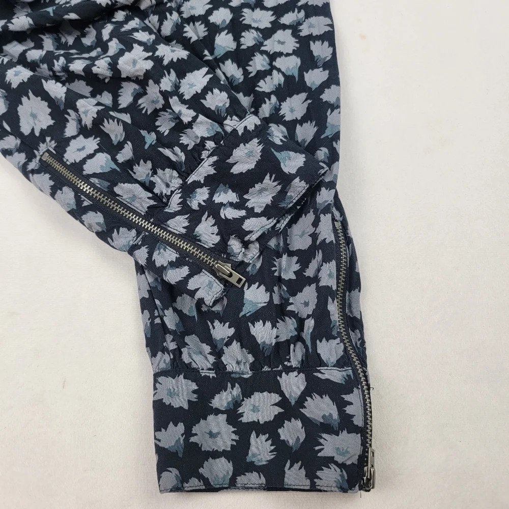 Banana‎ Republic navy floral drawstring waist  zipper bottom jogger jumpsuit